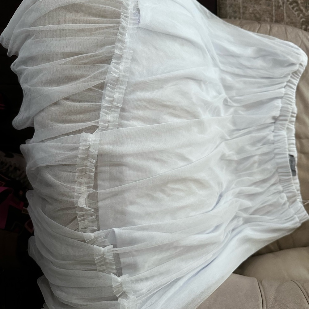 White Layered Tulle Maxi Skirt